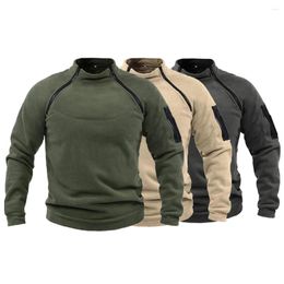 Men's Hoodies Military Sweater Polar Fleece Sweatshirts Tactical Outdoor Warm Sweatshirt Diagonal Zipper Pullover Windproof Coat