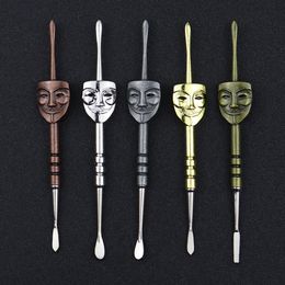 smoke accessory dab tool smoking kit Tobacco cream spoon mask smiling face digging cigarette oil double headed bucket spoon bongs