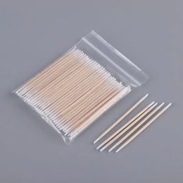 2024 100 PCS/Ear Care Cleaning Wood Handle Pointed Tip Head Cotton Semi Permanent Eyebrow Eyelash Tattoo Thread Beauty Makeup Colorfor Semi Permanent Eyelash Care