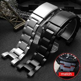 Watch Bands Mens Waterproof Solid Stainless Steel Strap 26MM for Casio GST-B S130 W300GL 400G W330 GST-W120L s120 W130L S Q240510