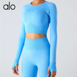 Desginer Als Yoga Jacket Top Shirt Clothe Short Woman Hoodie Seamless Suit Womens Long Sleeved T-speed Dry Threaded Sports Tight Fitting Running Fitness