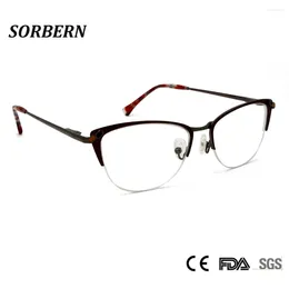 Sunglasses Frames SORBERN Fashion Alloy Eyeglasses Frame Pattern Color Metal Optical Round Unisex Myopia Glasses Spectacles High Quality