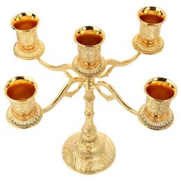 Candle Holders 1Pc Relief Design European Style Candleholder Candlelight Dinner Ornament Golden