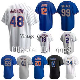 Vin New Francisco Lindor Jacob deGrom Baseball Jersey Pete Alonso York Mike Piazza Max Scherzer Al Leiter Darryl Strawberry Starling Marte Cano