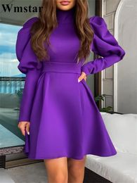 Casual Dresses Wmstar Women Dress Sexy Fashion Winter Solid Colir Long Sleeve High Neck Female Club Elegant Party Streetwear Going Out