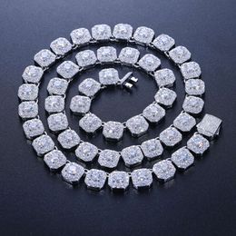 Hot Selling Hip Hop Jewellery Mens 10Mm Sterling Sier VVS Moissanite Diamond Iced Out Square Tennis Chain Necklace