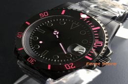 Wristwatches 40mm Black PVD Automatic Mechanical Mens Watch NH35Miyota8215 Date Sapphire Glass Ceramic Bezel Fashion5581202