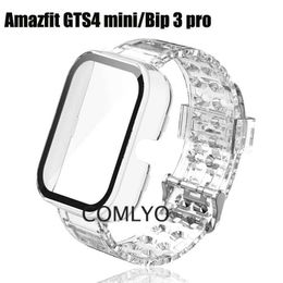 Watch Bands Suitable for Amazfit GTS 4 Mini Bip 3 Pro Full Tempered Glass Screen Protector GTS4 Mini Belt TPU Transparent Belt Q240510
