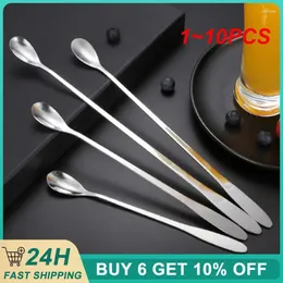 Coffee Scoops 1-10PCS 4 Sizes Bartending Spoon Thickened Material Kitchen Bar Utensils Stainless Steel Ice One Piece Tool Silver