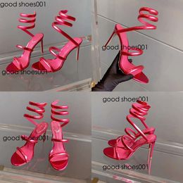 Caovilla Rene Cleo Red Mirror Sandal 95mm Designers chandelier heels Wraparound women Stiletto Heel Original edition