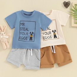 Clothing Sets Toddler Baby Boys 2 Piece Outfits Letter Print Short Sleeve T-Shirt And Elastic Shorts For Summer Clothes Set