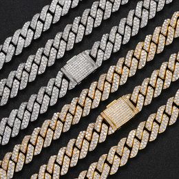 Hot Sale Hip Hop 15mm 2 Rows Full Zirconia Miami Diamond Chain Cuban Link Iced Out for Men