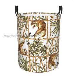 Laundry Bags Dirty Basket Tiger Jungle Pattern Folding Clothing Storage Bucket Home Waterproof Organiser