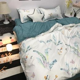 Bedding Sets Floral Printing Home Cotton Blends Set Brife Style Sheet Duvet Cover Pillow Cases 4 Pcs B10