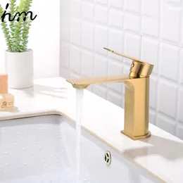 Bathroom Sink Faucets Hm Brass Brushed Gold Kitchen Faucet Extension And Cold Water Mixer Tap Bar Basin