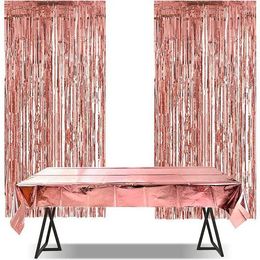 Table Cloth Disposable Tablecloth Wedding Rectangular Folding Coats Waterproof Glossy Rose Gold House Nordic Ajolote Bistro Decorate Elegant