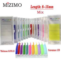 False Eyelashes New product MIZIMO mixed length Coloured graffiti eyelashes 8-15mm artificial mint hair Personalised eyelash extension tool Q240510