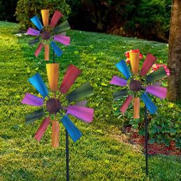 Decorative Figurines 73cm Metal Windmill Garden Decor 360 Degree Rotating Outdoor Wind Sculpture Yard