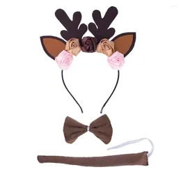 Party Favour Adult Children Men Boy Elk Deer Costume Set Plush Animal Ear Headband Tail Cosplay Accessories Halloween Christmas