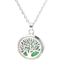 Tree Of Life Aroma Box Necklace Magnetic Stainless Steel Essential Oil Diffuser Perfume Box Locket Pendant Jewelry8417027