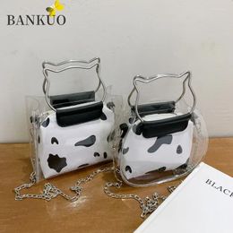 Shoulder Bags BANKUO Women's 2024 Spring Transparent Jelly Bag PU Leather Cow Pattern Fashion Chain Handbags Z312