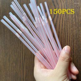 Disposable Cups Straws 150Pcs Plastic Drinking Rietjes Red White Striped Bendable Elbow Party Event Alike Supplies