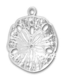 20Pcs Nautical Beach Sand Dollar Charms Jewellery One Side Antique Silver Toned jewelry9896056