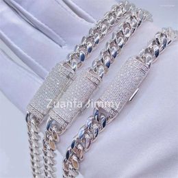 Pendant Necklaces 8mm 10mm 12mm 14mm Width Stainless Steel Hip Hop Style Iced Out Jewelry Vvs Moissanite Clasp Cuban Link Chain