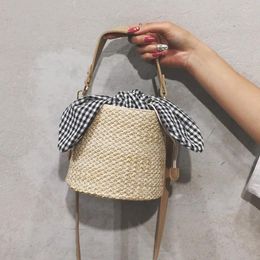 Shoulder Bags Women Straw Weave Bucket Bag Rattan Manufacture Handbags Crossbody All-match Female Messenger Sac