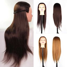 Mannequin Heads High temperature fiber blonde human model head without tripod training used for braid hair removal Q240510