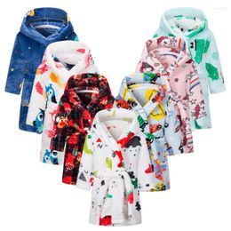 Rompers Kids Bathrobe Flannel Sleepwear Baby Boys Robes For Girls Clothing Winter Warm Home Wear Children 2-8T