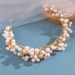 Hair Clips Crystal Pearl Headband Tiara For Women Party Rhinestone Bridal Wedding Accessories Jewellery