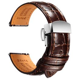 Watch Bands Leather strap with quick release and luxurious Italian denim embossed alligator grain -19mm 20mm 21mm 22mm Q240510