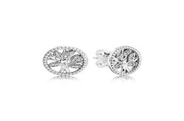 Authentic 925 Sterling Silver Sparkling Family Tree Stud Earring Women Girls designer Gift Jewellery with Original retail box set for Earrings2377107