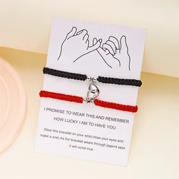 Charm Bracelets 2Pcs Simple Handmade Couple Bracelet For Women Romantic Heart Magnetic Matching Ie Friendship Jewellery Gifts