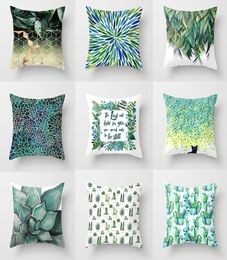 Green Plant Geometric Sofa Decorative Cushion Cover Pillowcase 4545cm Polyester Throw Pillow HomeLiving Rome Decor Pillowcover1616206