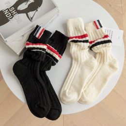 Women Socks High Knitting Stockings Loose Warm Winter Korea Style Japanese Thick Wool Student Fashion Long Girls Striped Tube