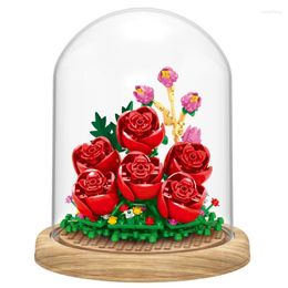 Decorative Flowers Creative DIY Fomantic Flower Bouquet Building Blocks Valentine's Day Romantic Rose Home Decoration Moc Bricks Girl Gift