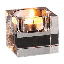 Candle Holders Holder Solid Crystal Clear Square Glass Pillar Tealight For Wedding Home Decoration Candlelight Dinner CNIM