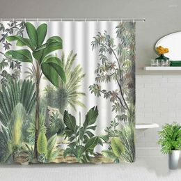 Shower Curtains Modern 3D Printing Green Plant Tree Scenery Forest Bamboo Landscape Bath Curtain Set For Bathroom Decor Cloth