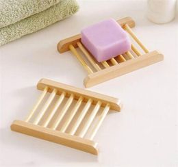 Natural Bamboo Trays Whole Wooden Bar Soap Dish Tray Holder Rack Plate Box Container for Bath Shower Bathroom Hand Craft Batht5498521