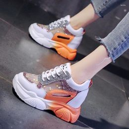 Fitness Shoes 2024 Women Chunky Sneakers Designer Wedge Heels Dad Platform Shining Ladies Ulzzang Summer Breathable Casual Woman