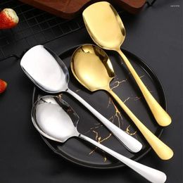 Spoons Large Stainless Steel Spoon Long Handle Kitchen Cutlery Rice Dumpling Porridge Soup Scoops Round Head Buffet Serving