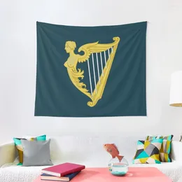 Tapestries Coat Of Arms Kingdom Ireland Celtic Harp Or Gold With Silver Strings On A Blue Background Ireland's Heraldic Em Tapestry