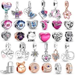 New Popular 925 Sterling Silver 2 PiecesLot Butterfly Love Key Lock Beads For Original P Bracelet Necklace Ladies Men DIY J1270260