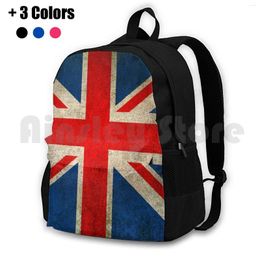 Backpack Old And Worn Distressed Vintage Union Jack Flag Outdoor Hiking Waterproof Camping Travel British