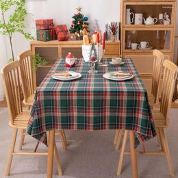 Table Cloth Christmas Yarn-dyed Polyester Cotton Tablecloth With Tassel Red And Green Plaid Dining Tea Cover Navidad Decoration