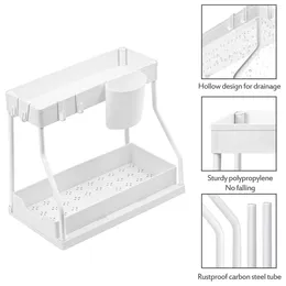 Kitchen Storage Organizer And For Under The Sink 2 Layer Pull Out Multifunctional Drawer Shelf Bathroom Desktop Cabinet Rack