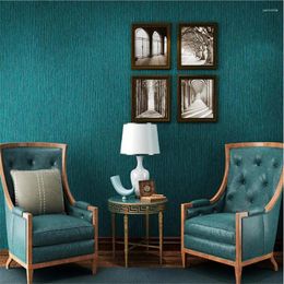 Wallpapers WELLYU Nordic Style Peacock Blue Wallpaper Plain Texture Light Luxury Bedroom Restaurant Living Room Clothing Store