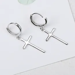 Stud Earrings Simple Female 925 Silver Needle Round Cross Shaped Long Tassel For Women Girls Party Statement Jewellery Gift